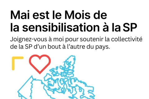 Graphic of Canada map with a heart, promoting SP Canada May awareness month.