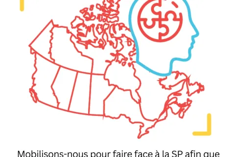 Graphic of Canada's map with a head icon, promoting SP Canada awareness campaign.