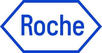Roche company logo in blue hexagon shape