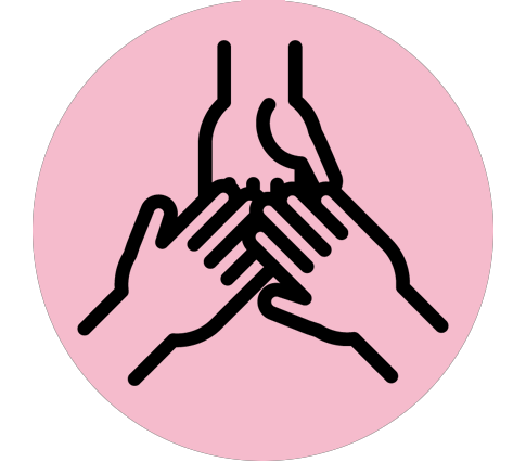 Three hands joining together.