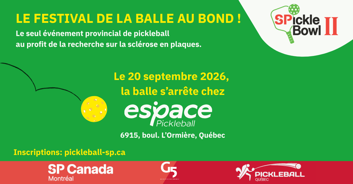 Promotional graphic for Festival de la Balle au Bond pickleball event, September 20, 2024, Quebec.