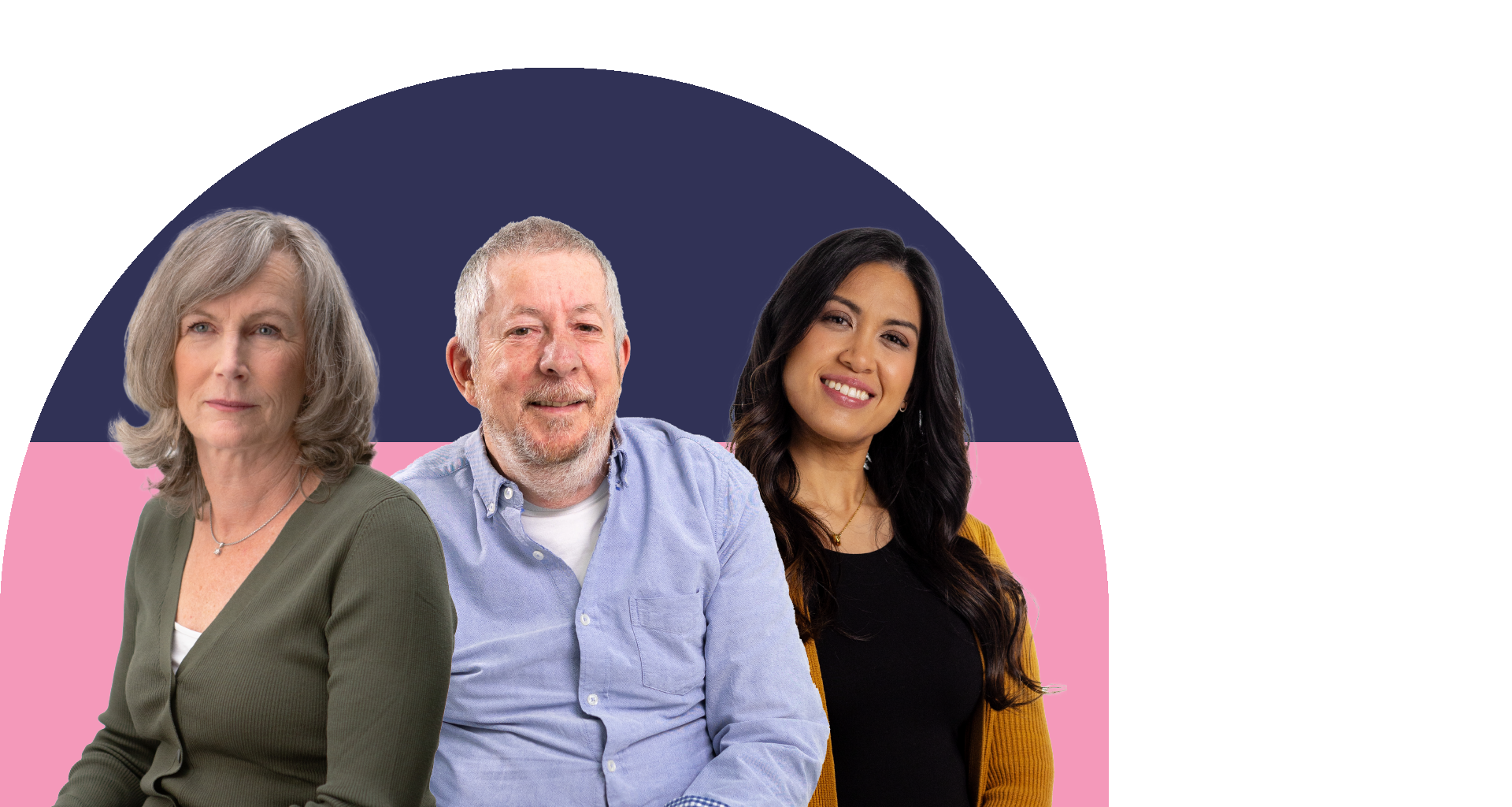 Three people living with MS.