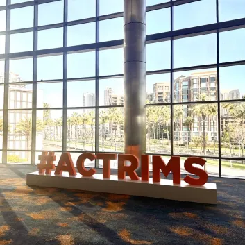 Signage in one of the meeting halls at ACTRIMS.