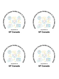 Four circular GP Canada logos with icons and text around the border, in light blue and gray.